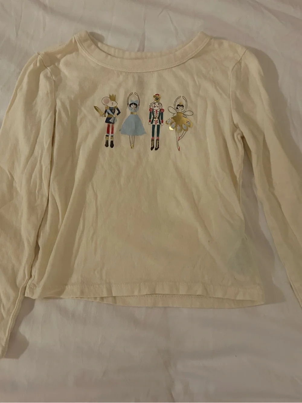 GAP Cream Long Sleeve Nutcracker & Ballerina Graphic Tee